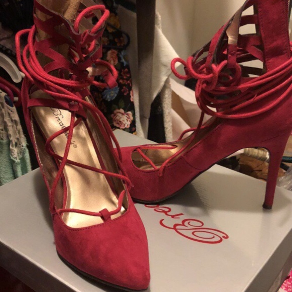 Red suede heels